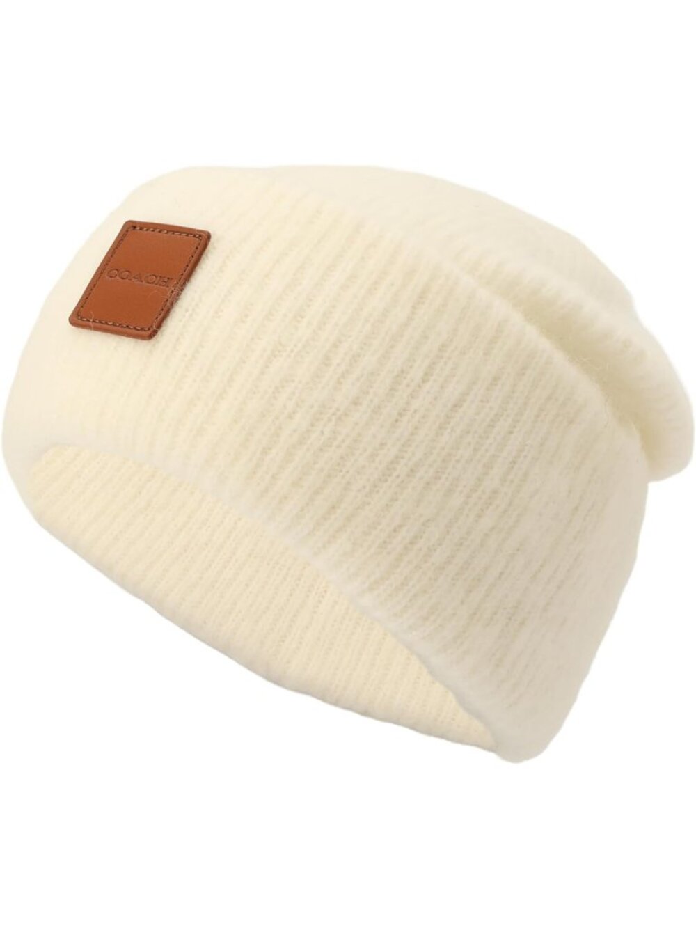 Stylish Women's Leather Patch Beanie - Cozy Winter Hat, Trendy Accessories